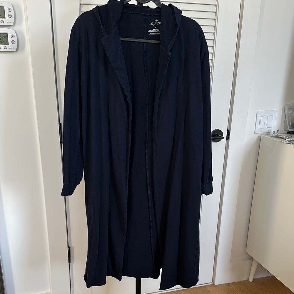 Elegantees Navy Hooded Duster
